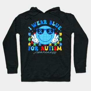 I Wear Blue For Autism Awareness Month Teacher Kids Boys Hoodie